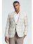 Ipek-Yün Karışım Ekose Desenli Krem Rengi Blazer Ceket 1
