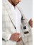 Ipek-Yün Karışım Ekose Desenli Krem Rengi Blazer Ceket 5
