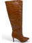 Taba Renk Krokodil Desenli Uzun Topuklu Rugan Kadın Çizme - Bronze Shine 1