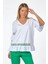 Oversize V Yaka Dantelli Kadın T-Shirt - Günlük Stil 4