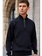 3 Iplik Pamuklu Erkek Sweatshirt Siyah Relax Fit Fermuarlı Dik Yarım Yaka Rahat Kesim Yumuşak Tuşe 1