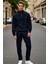 3 Iplik Pamuklu Erkek Sweatshirt Lacivert Relax Fit Fermuarlı Dik Yarım Yaka Rahat Kesm Yumuşak Tuşe 6