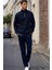3 Iplik Pamuklu Erkek Sweatshirt Lacivert Relax Fit Fermuarlı Dik Yarım Yaka Rahat Kesm Yumuşak Tuşe 7