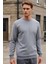 3 Iplik Pamuklu Erkek Sweatshirt Gri Relax Fit Basic Bisiklet Yaka Rahat Kesim Yumuşak Tuşe 2