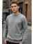 3 Iplik Pamuklu Erkek Sweatshirt Gri Relax Fit Basic Bisiklet Yaka Rahat Kesim Yumuşak Tuşe 1