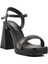 336535 Z Siyah Kadın Platform Topuk Sandalet 1