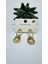 Stainless Steel Gold Kaplama Taş Detaylı Oval Sarkıt Küpe 2