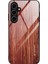 Samsung Galaxy S25 Kılıf Tpu+Temperli Cam Arka Telefon Kapağı Ahşap Doku-Şarap Kırmızı (Yurt Dışından) 1