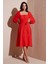 Regular Fit Kare Yaka Düğmeli Midi Boy Elbise Bayan Elbise 67810197 2