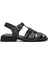 25322533Y Kadın Deri Düz Sandalet Siyah 1