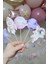 Pembe Uzay Tema Kürdan Süsleri Cupcake Süsleri Lüks Büyük Boy 10LU Paket 3