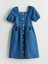 Lcw Kids Indigo Kare Yaka Kız Çocuk Jean Elbise 1