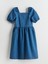 Lcw Kids Indigo Kare Yaka Kız Çocuk Jean Elbise 3