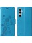 Samsung Galaxy A56 5G/A36 5g Deri Kılıf Çiçek Baskılı Cüzdan Standı Kapak-Mavi (Yurt Dışından) 1