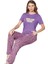 Kadın Mor Viskon Kısa Kollu Pijama Takımı 240955 1
