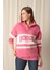 Üç Iplik Michigan Baskılı Fermuarlı Kadın Pembe Sweat 1