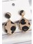 Pirinç Gold Renk Sallantı Leopar Desen Plaka Model Kadın Küpe SL10696 1
