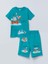 Bisiklet Yaka Baskılı Kısa Kollu Erkek Çocuk Şortlu Pijama Takımı 2