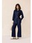Beli Kuşaklı Ceket Pantolon Denim Ikili Takım Koyu Mavi 9293-TK 1