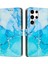 Samsung Galaxy S24 Ultra Standlı Kılıf Mermer Desenli Pu Deri Cüzdan Telefon Kılıfı Bilek Kayışlı-Mavi/yeşil (Yurt Dışından) 1