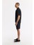 Erkek Siyah Oversize Fit Apaj Yaka %100 Keten Kısa Kol Rahat Kesim Gömlek A51y2209 3