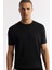 Erkek Siyah Bisiklet Yaka Boyuna Ajurlu Triko T-shirt A51Y5023 2