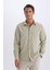 Regular Fit Polo Yaka Basic Düz Gofre Uzun Kollu Gömlek D8713AX25SP 3