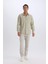 Regular Fit Polo Yaka Basic Düz Gofre Uzun Kollu Gömlek D8713AX25SP 4
