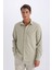 Regular Fit Polo Yaka Basic Düz Gofre Uzun Kollu Gömlek D8713AX25SP 5