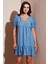 Regular Fit V Yaka Balon Kol Desenli Mini Elbise Bayan Elbise 67810045 2