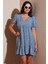 Regular Fit V Yaka Balon Kol Desenli Mini Elbise Bayan Elbise 67810045 2