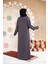 Boncuk Işlemeli Füme Tesettür Abaya 61365FU 4