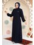 Fermuarlı Lacivert Tesettür Abaya 61362L 1