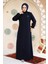 Fermuarlı Lacivert Tesettür Abaya 61362L 2