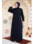Fermuarlı Lacivert Tesettür Abaya 61362L 4