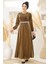 Simli Gold Tesettür Abiye Elbise 42541GOLD 2