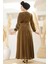 Simli Gold Tesettür Abiye Elbise 42541GOLD 5