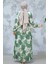 Çiçek Desenli Haki Tesettür Elbise 344602HK 3