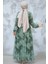 Desenli Haki Tesettür Elbise 34469HK 3