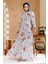Çiçek Desenli Gri Tesettür Elbise 27963GR 1