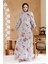 Çiçek Desenli Gri Tesettür Elbise 27963GR 3