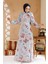 Çiçek Desenli Gri Tesettür Elbise 27963GR 4