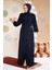Fermuarlı Lacivert Tesettür Abaya 8104L 1