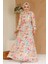 Çiçek Desenli Sarı Tesettür Elbise 27984SR 1