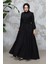 Kat Piliseli Siyah Tesettür Abaya 80781S 1