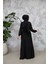 Kat Piliseli Siyah Tesettür Abaya 80781S 4