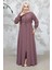 Fermuarlı Gül Kurusu Tesettür Abaya 81291GK 1