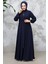Fermuarlı Lacivert Tesettür Abaya 81291L 2