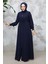 Fermuarlı Lacivert Tesettür Abaya 81291L 3