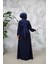 Fermuarlı Lacivert Tesettür Abaya 81291L 4